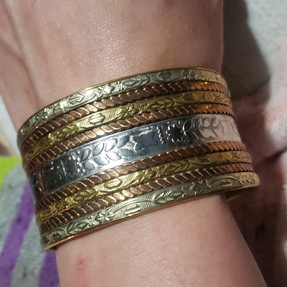 Vintage silver copper brass stainless steel bracelet